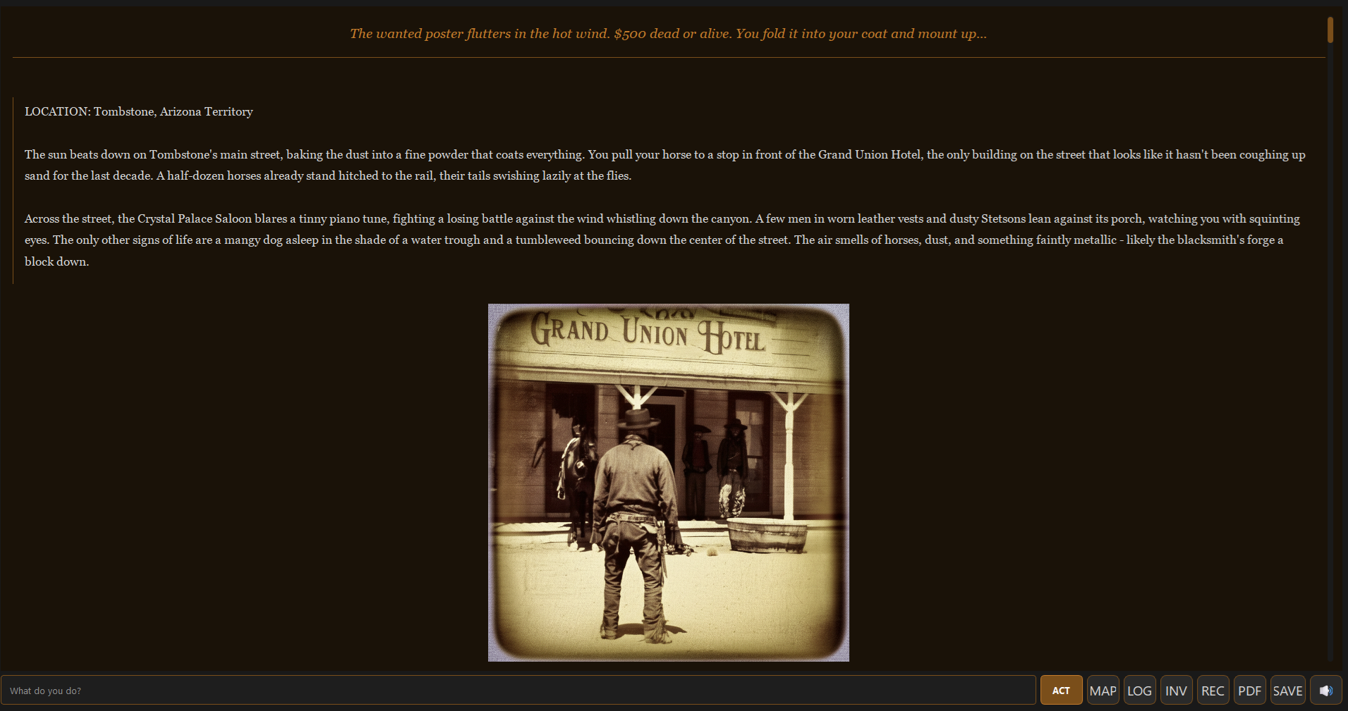 AI Text Adventure narrative scene with AI-generated image