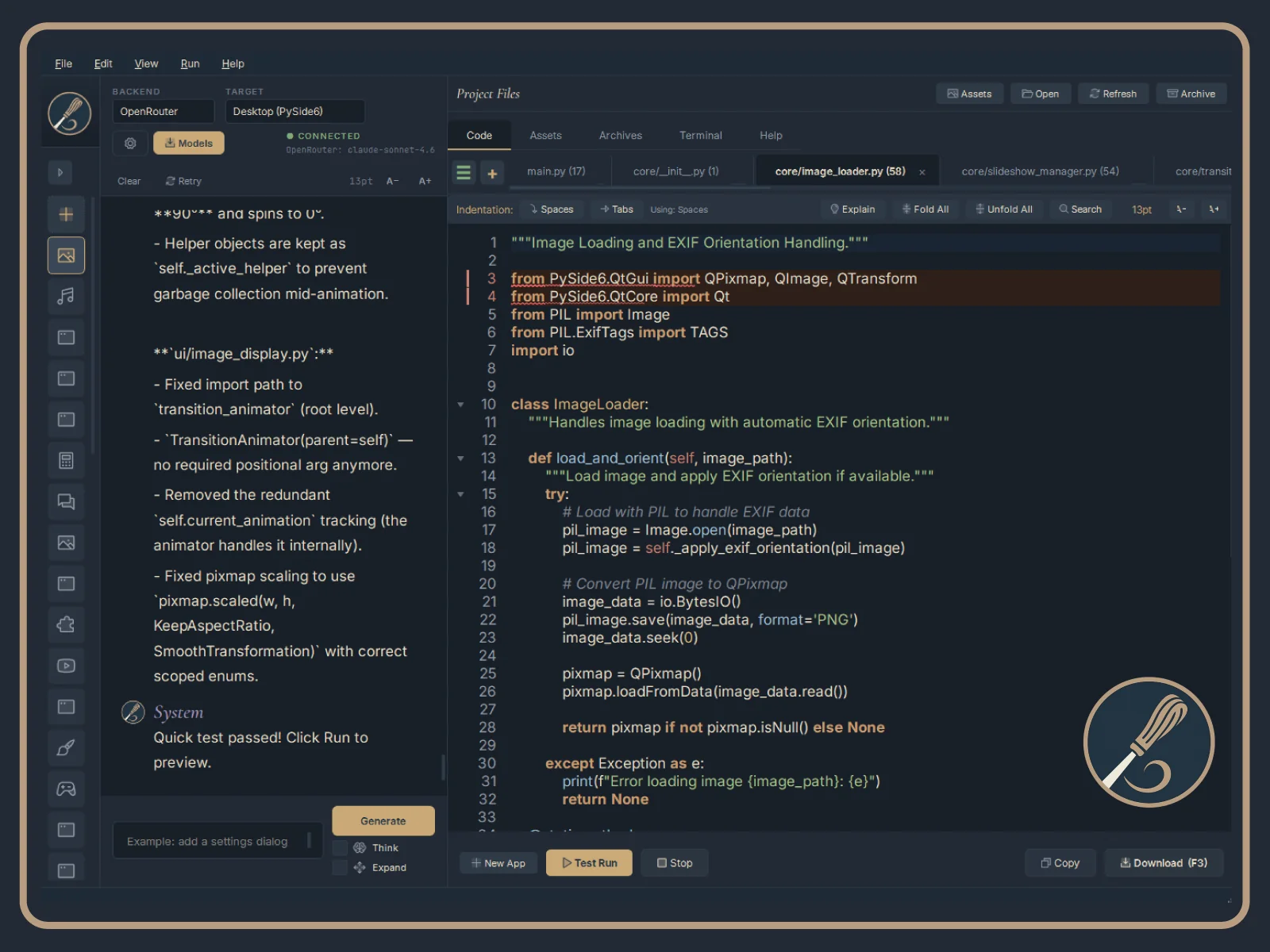 Whittl v2.3 in dark theme with the brand pass applied